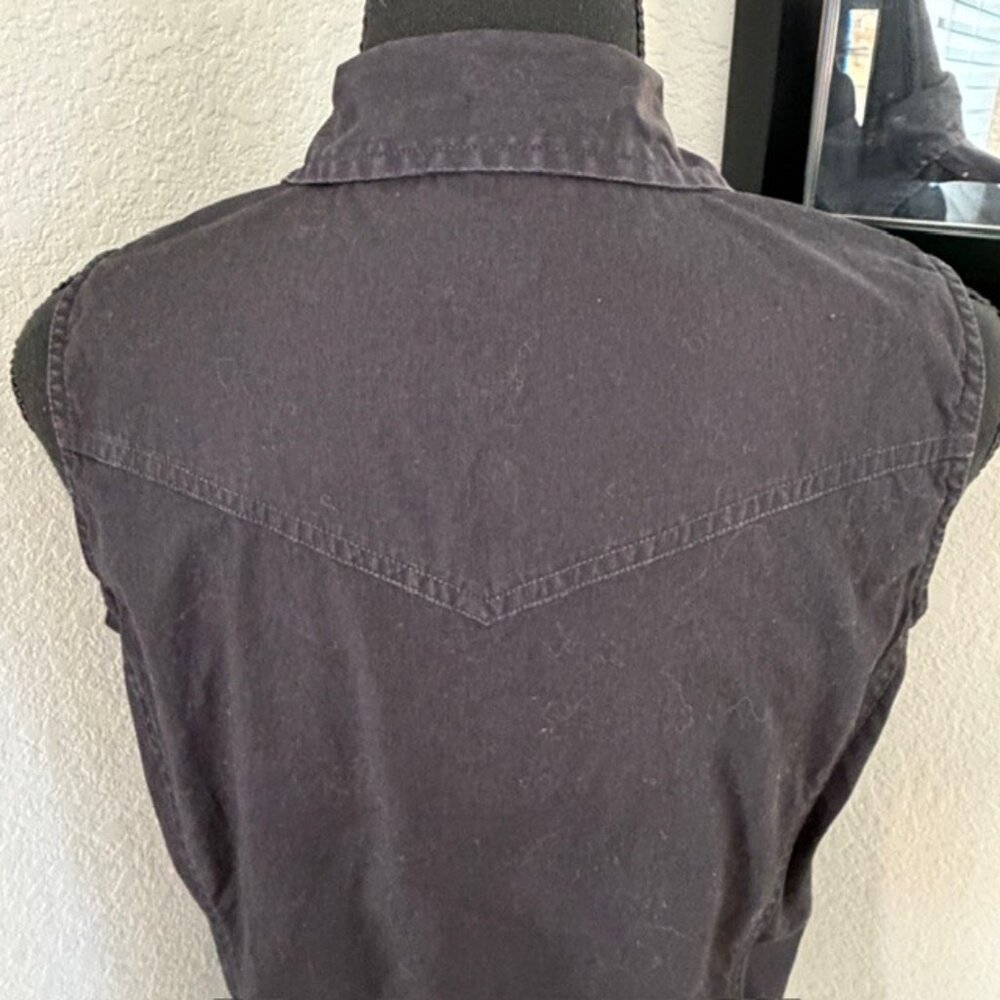 CARHARTT Black Sleeveless Pearl Snap Button Vest Shirt Medium - Picture 9 of 11